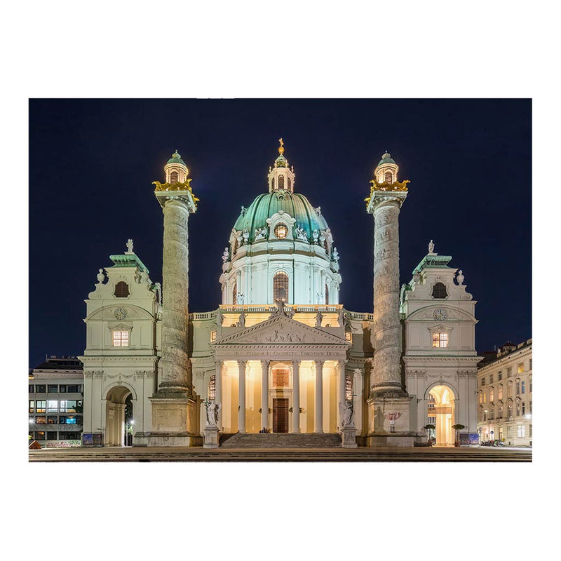 Night View Of St. Charles Church, Vienna, Austria Jigsaw Puzzle