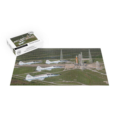 T-38 Flyover of Artemis I on Launch Pad Jigsaw Puzzle