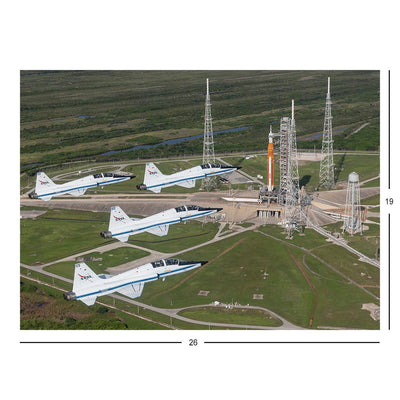 T-38 Flyover of Artemis I on Launch Pad Jigsaw Puzzle