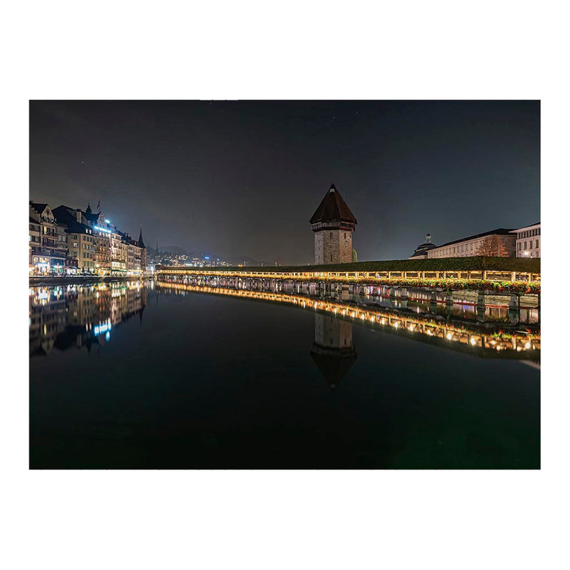 Night View of the Kapellbrucke in Lucerne, Switzerland Jigsaw Puzzle