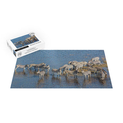 Aerial View of Burchell's Zebras, Okavango Delta, Botswana Jigsaw Puzzle